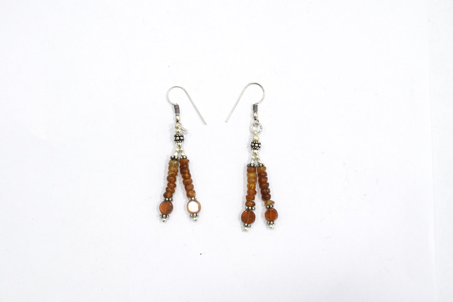 Natural Hessonite Garnet Amethyst and White Agate Tassel Necklace Set, Multi Strand Gemstone Statement Jewelry with Tiered Dangle Earrings, Gift for Her, 32832