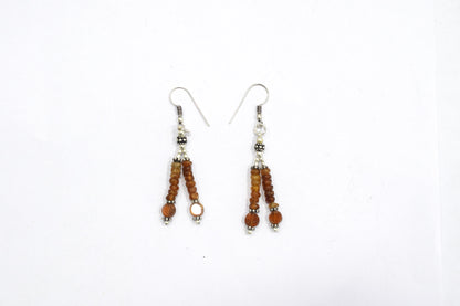 Natural Hessonite Garnet Amethyst and White Agate Tassel Necklace Set, Multi Strand Gemstone Statement Jewelry with Tiered Dangle Earrings, Gift for Her, 32832