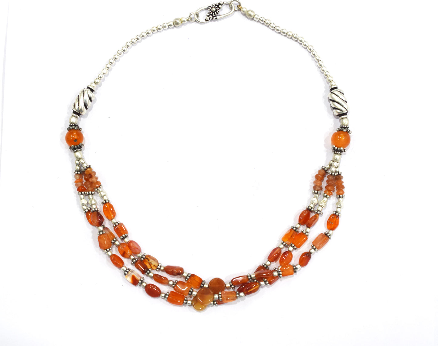 Natural Carnelian Multi Strand Choker Necklace Set with Dangle Earrings, Handmade Layered Orange Gemstone Statement Jewelry, Healing Crystals Gift for Her, 32833