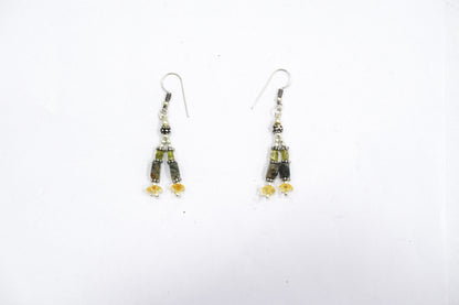 Natural White Agate Pendant Citrine Peridot and Rutile Quartz Layered Necklace Set, Mixed Gemstone Jewelry with Dangle Earrings, 32835