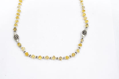 Natural Citrine Beaded Choker Necklace Set with Dangle Earrings, Handmade Yellow Gemstone Bicone Jewelry, Delicate Abundance Crystal Gift for Her, 32836