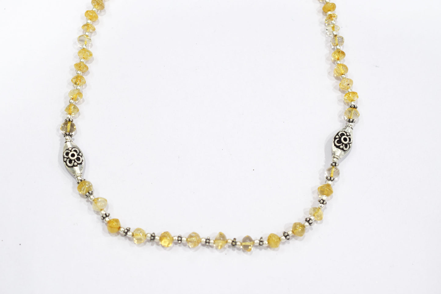 Natural Citrine Beaded Choker Necklace Set with Dangle Earrings, Handmade Yellow Gemstone Bicone Jewelry, Delicate Abundance Crystal Gift for Her, 32836