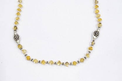 Natural Citrine Beaded Choker Necklace Set with Dangle Earrings, Handmade Yellow Gemstone Bicone Jewelry, Delicate Abundance Crystal Gift for Her, 32836