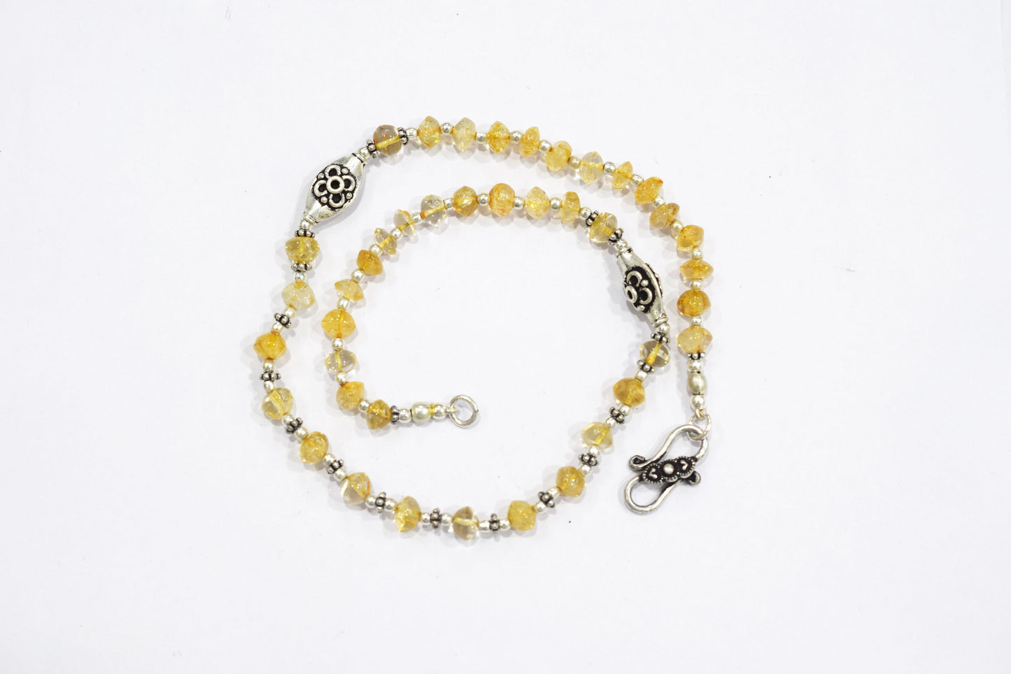 Natural Citrine Beaded Choker Necklace Set with Dangle Earrings, Handmade Yellow Gemstone Bicone Jewelry, Delicate Abundance Crystal Gift for Her, 32836
