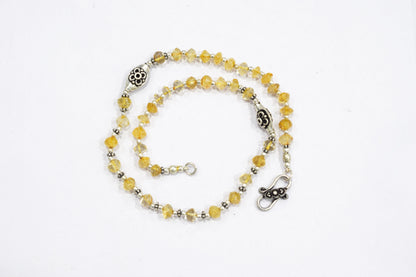 Natural Citrine Beaded Choker Necklace Set with Dangle Earrings, Handmade Yellow Gemstone Bicone Jewelry, Delicate Abundance Crystal Gift for Her, 32836