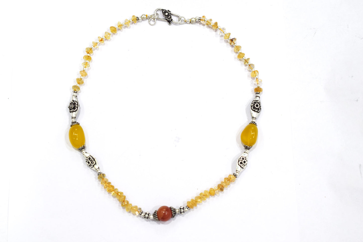 Natural Citrine and Carnelian Choker Necklace  Jewelry Set with Dangle Earrings ,Gift for Her, 32842
