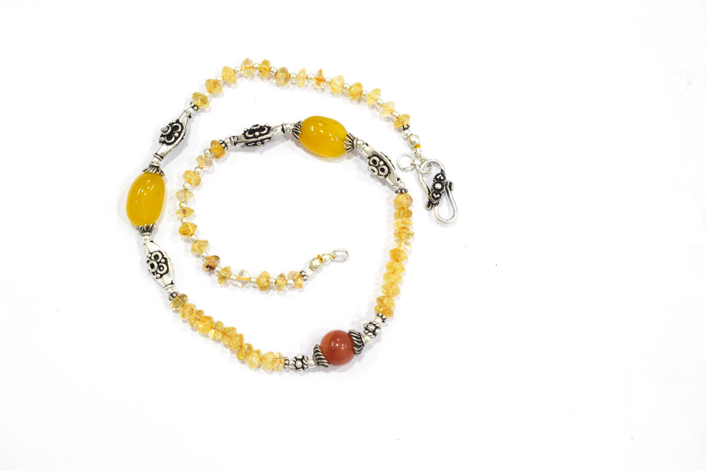 Natural Citrine and Carnelian Choker Necklace  Jewelry Set with Dangle Earrings ,Gift for Her, 32842