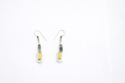 Natural Multi Aventurine White Agate and Smoky Quartz Layered Necklace Set with Dangle Earrings, 32843
