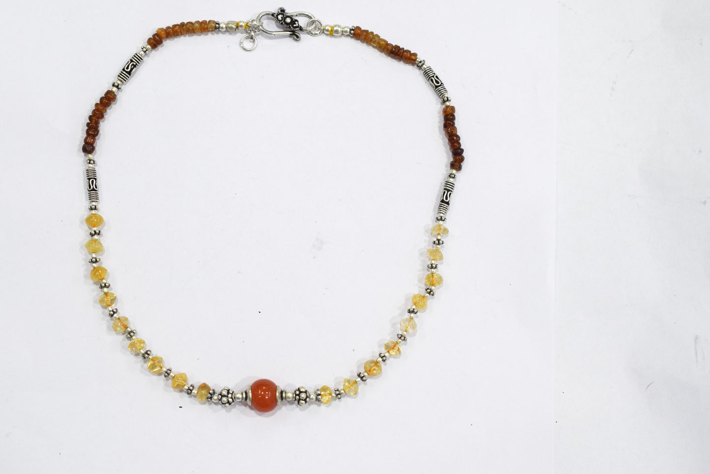 Natural Citrine Hessonite Garnet and Carnelian Choker Necklace Set with Dangle Earrings ,Warm Autumn Gift for Her,