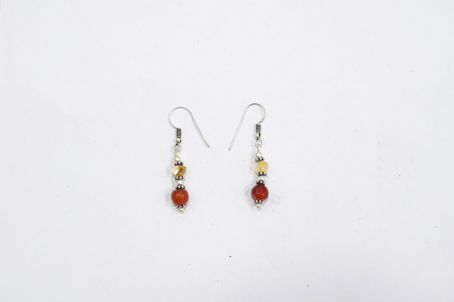 Natural Citrine Hessonite Garnet and Carnelian Choker Necklace Set with Dangle Earrings ,Warm Autumn Gift for Her,