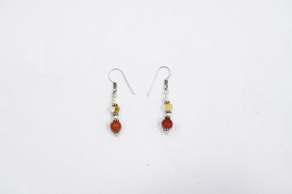 Natural Citrine Hessonite Garnet and Carnelian Choker Necklace Set with Dangle Earrings ,Warm Autumn Gift for Her,