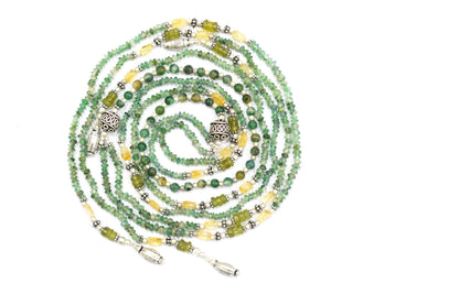 Natural Green Aventurine and Citrine Layered Tassel Necklace Set, Multi Strand Gemstone Statement Jewelry with Dangle Earrings, Healing Crystal Gift, 32845