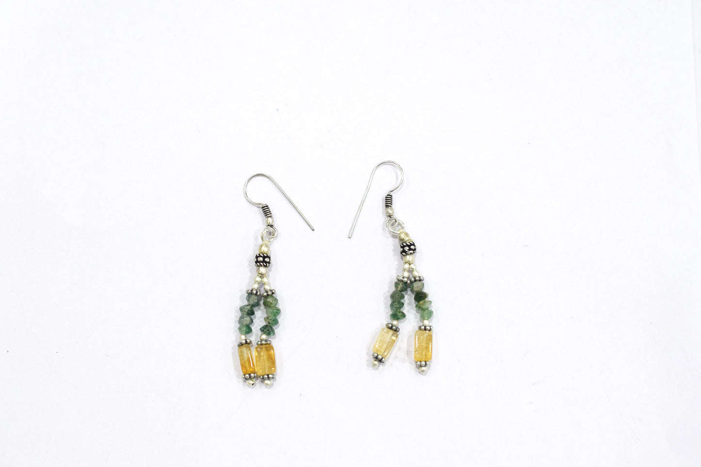 Natural Green Aventurine and Citrine Layered Tassel Necklace Set, Multi Strand Gemstone Statement Jewelry with Dangle Earrings, Healing Crystal Gift, 32845