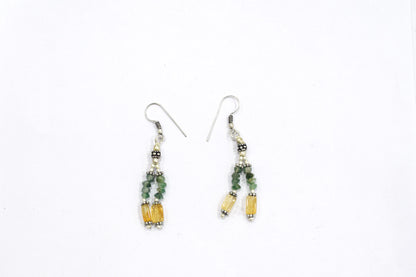 Natural Green Aventurine and Citrine Layered Tassel Necklace Set, Multi Strand Gemstone Statement Jewelry with Dangle Earrings, Healing Crystal Gift, 32845