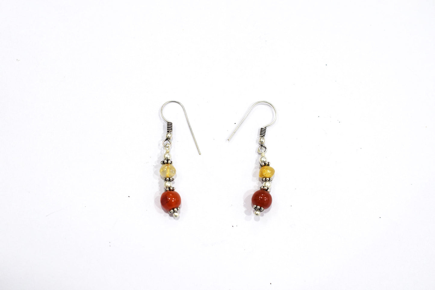 Natural Citrine and Carnelian Choker Necklace  Jewelry Set with Dangle Earrings ,Gift for Her, 32849