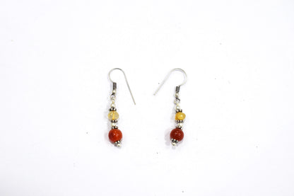 Natural Citrine and Carnelian Choker Necklace  Jewelry Set with Dangle Earrings ,Gift for Her, 32849