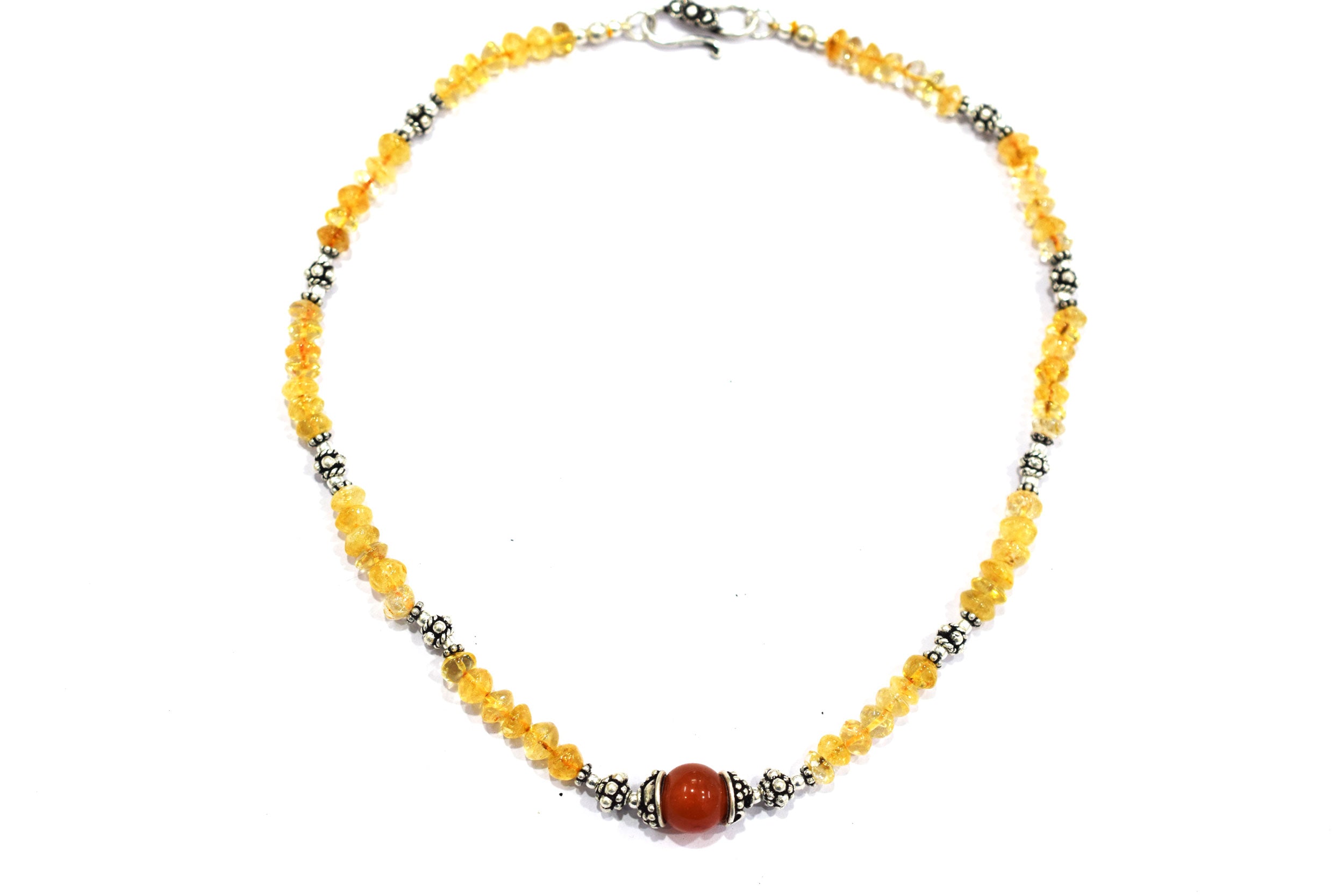 Natural Citrine and Carnelian Choker Necklace  Jewelry Set with Dangle Earrings ,Gift for Her, 32849
