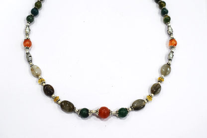 Natural Cats Eye and Green Aventurine Necklace Set - Carnelian and Citrine Beaded Gemstone Jewelry, 32851
