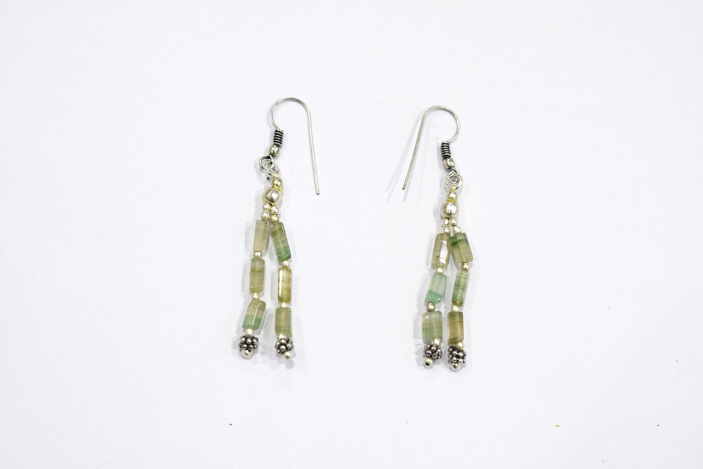 Natural Green Aventurine Multi Strand Necklace Set with Dangle Earrings, Handmade Layered Gemstone, 32852