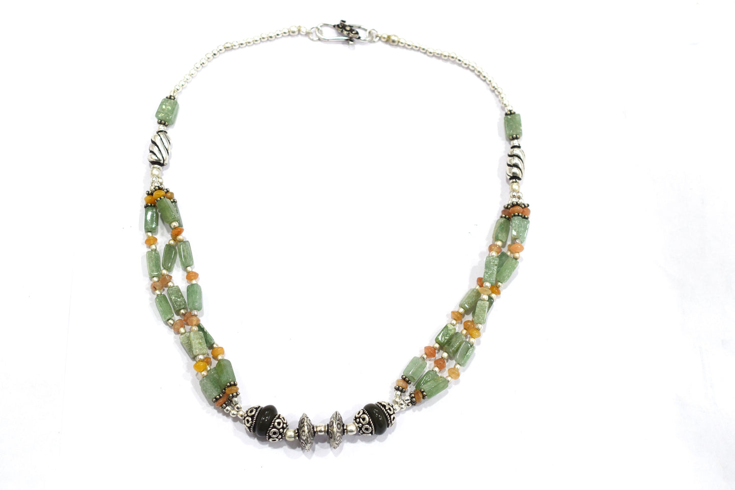 Natural Boulder Opal and Green Aventurine Necklace Set  - Multi-Strand Gemstone Beaded Necklace with Matching Earrings, 32857