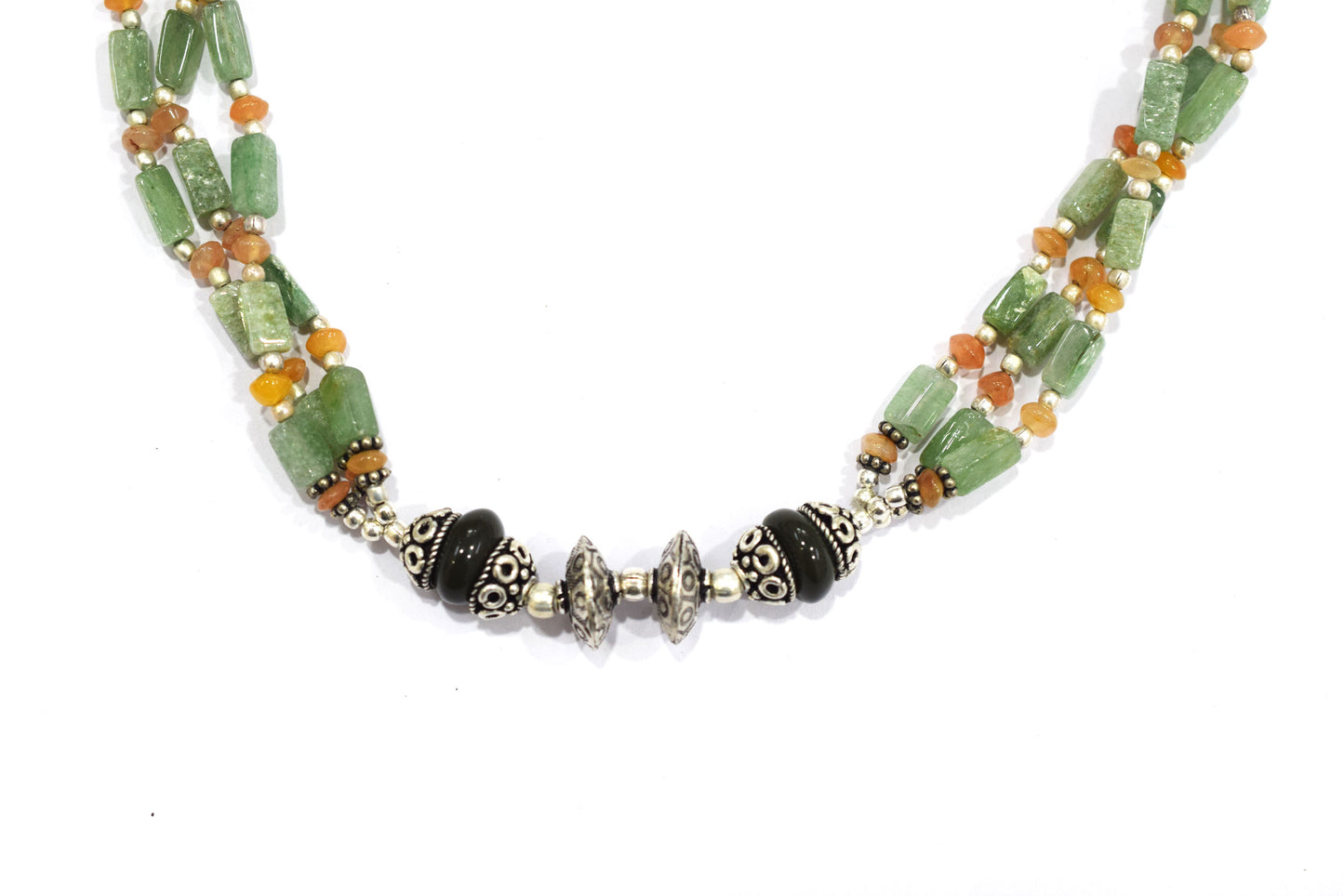 Natural Boulder Opal and Green Aventurine Necklace Set  - Multi-Strand Gemstone Beaded Necklace with Matching Earrings, 32857
