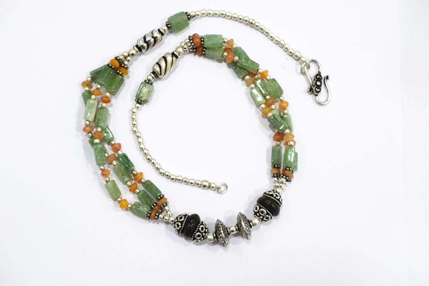 Natural Boulder Opal and Green Aventurine Necklace Set  - Multi-Strand Gemstone Beaded Necklace with Matching Earrings, 32857
