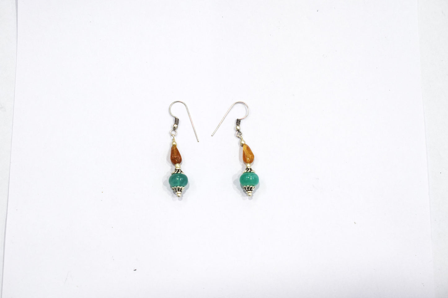 Natural Hessonite and Green Aventurine Necklace Set - Multi-Strand Gemstone Tassel Y Necklace with Matching Earrings, 32860