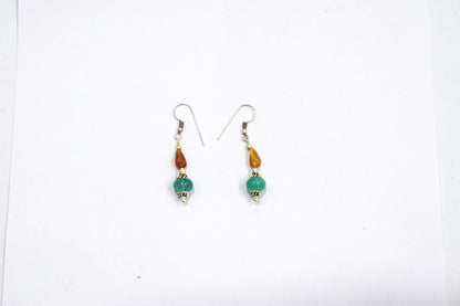 Natural Hessonite and Green Aventurine Necklace Set - Multi-Strand Gemstone Tassel Y Necklace with Matching Earrings, 32860