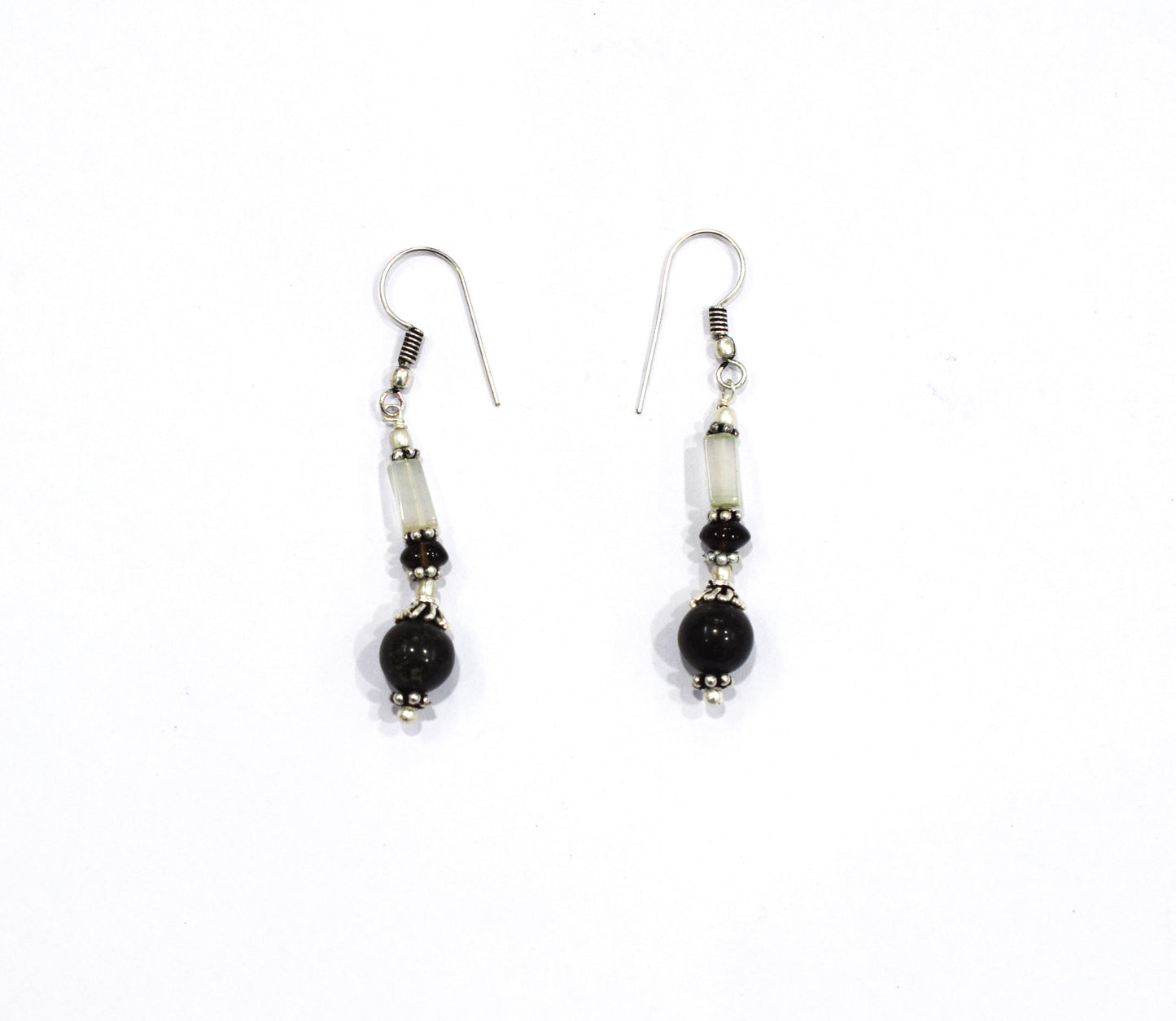 Natural Smoky and Black Onyx Necklace Set - Multi-Strand Green Aventurine Accent Jewelry, 32862