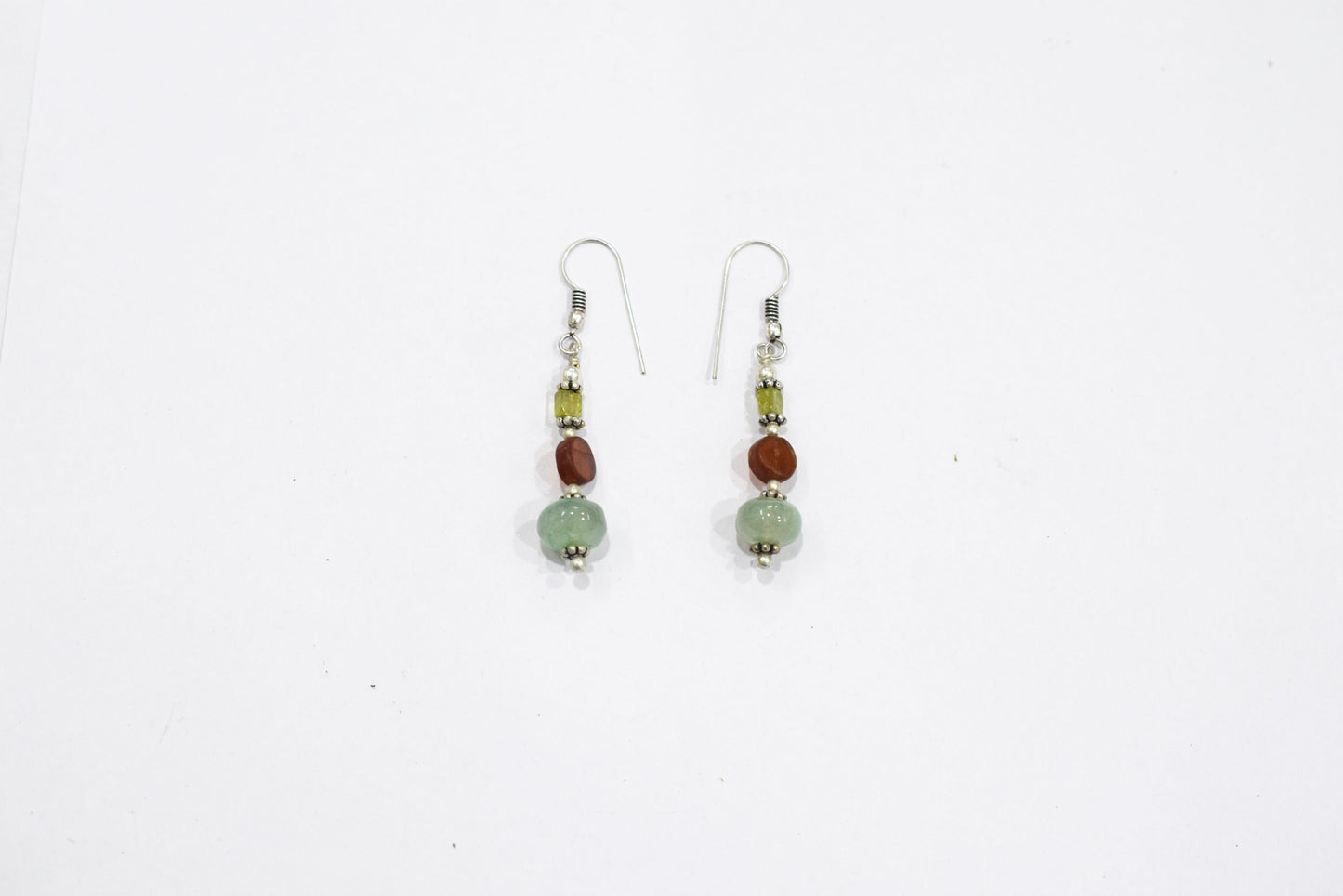 Hessonite and Carnelian Beaded Necklace Set, Natural Peridot & Green Quartz Jewelry Set for Women, 32865