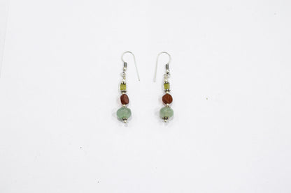 Hessonite and Carnelian Beaded Necklace Set, Natural Peridot & Green Quartz Jewelry Set for Women, 32865