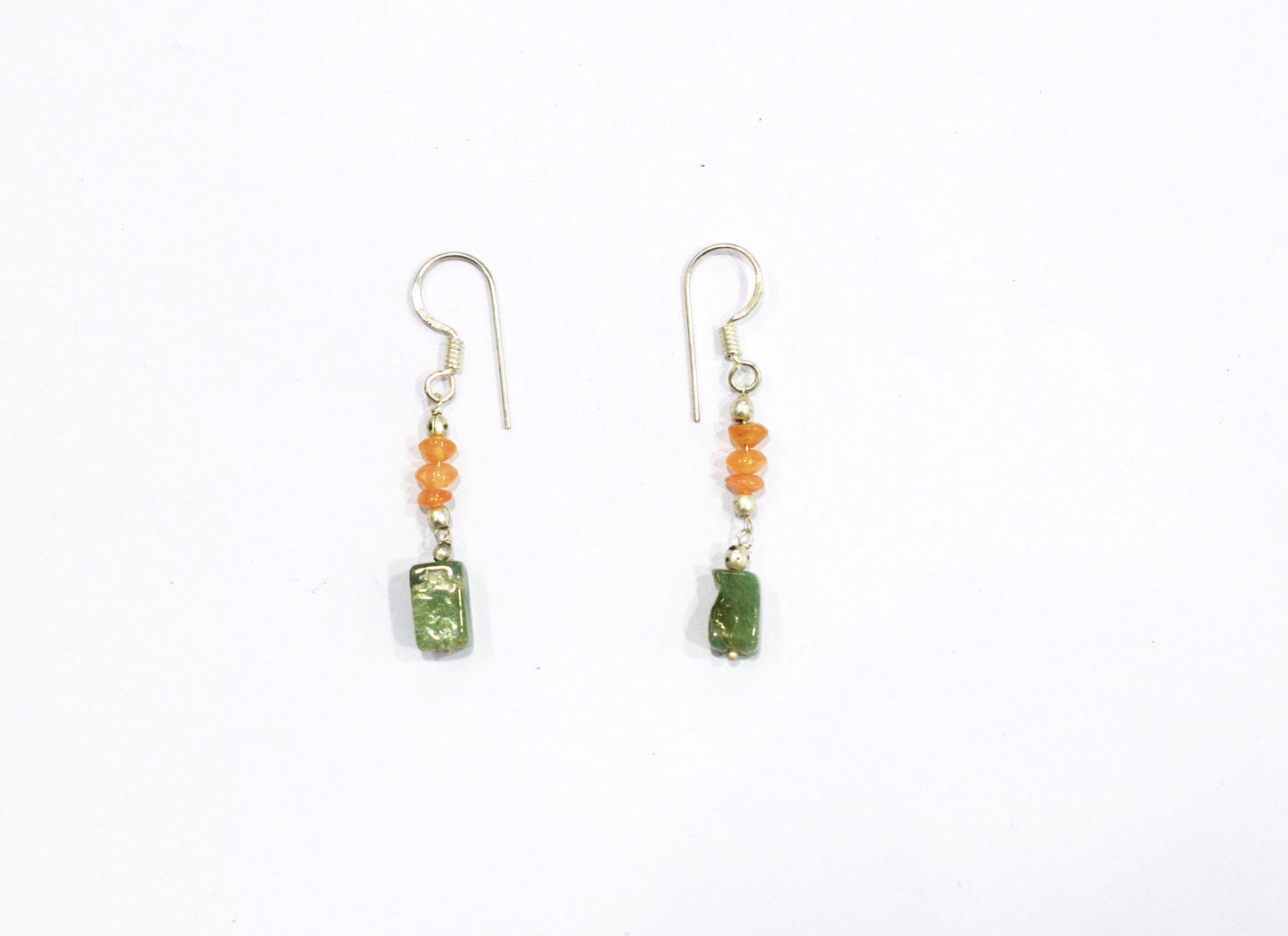 Green Aventurine Carnelian Lariat Necklace Set, Y-Shaped Beaded Gemstone Necklace and Earrings, 32867