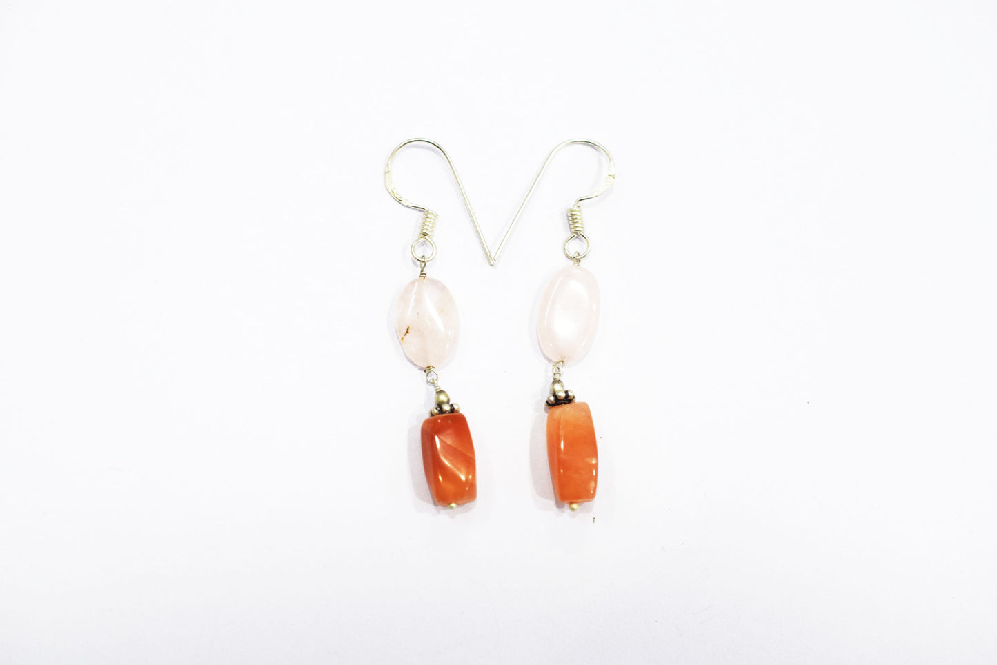Natural Yellow Aventurine and Rose Quartz Jewelry Set, Beaded Y Drop Necklace with Matching Earrings, 32868