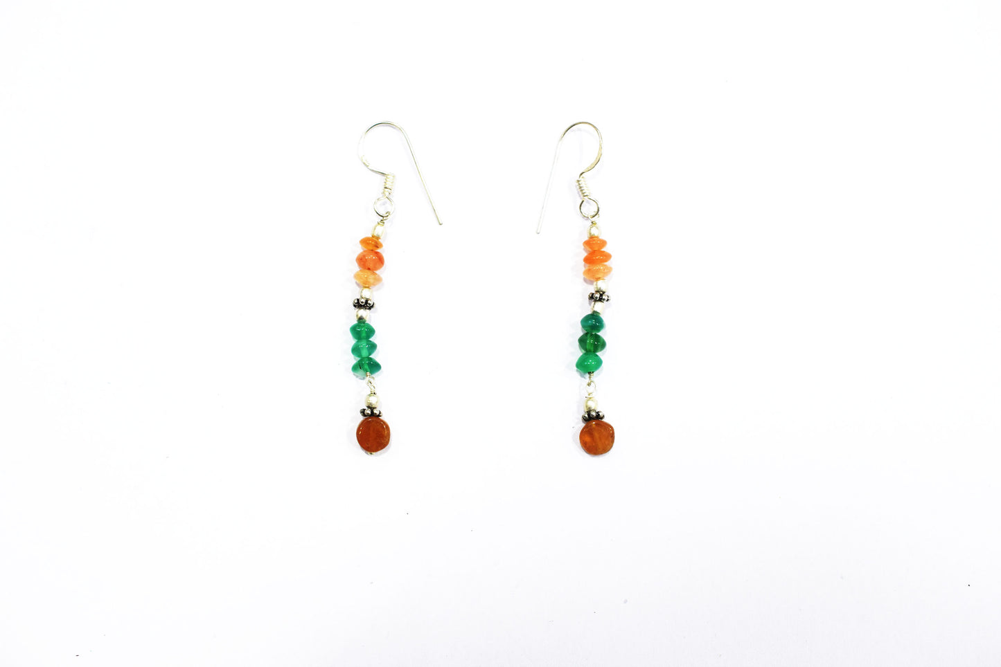 Carnelian Green Aventurine Multi-Strand Jewelry Set, 3-Layer Beaded Gemstone Necklace and Earrings, 32869