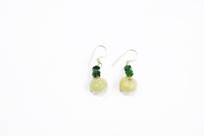 Green Aventurine Lariat Necklace Set, Beaded Gemstone Y-Necklace and Dangle Earrings,32870