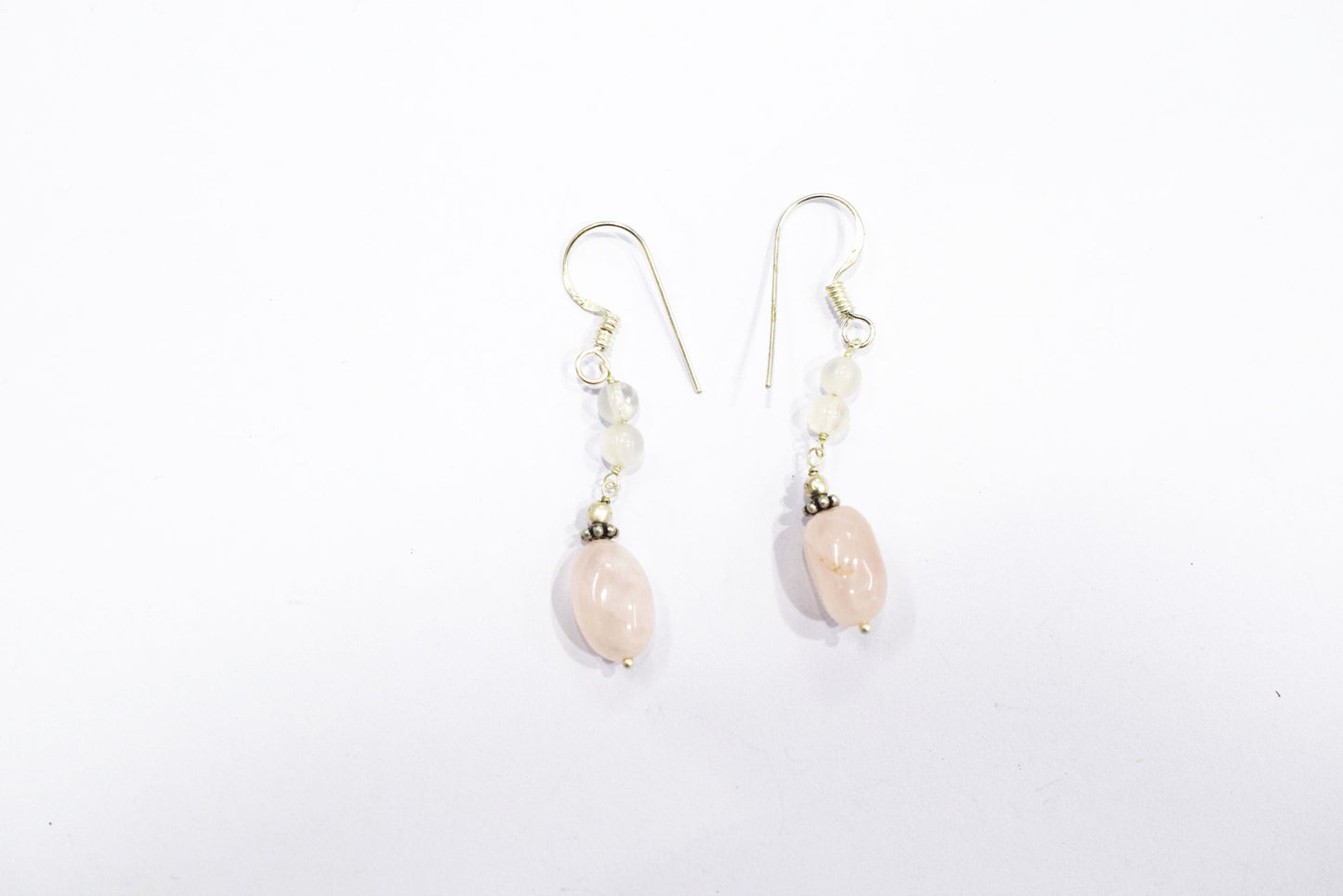 Natural Rose Quartz Beaded Statement Necklace with Matching Dangle Earrings, Perfect Gift Set For Her, 32873