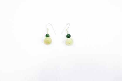 Green Aventurine Tassel Statement Necklace Set, Multi-Strand Beaded Gemstone Lariat and Earrings