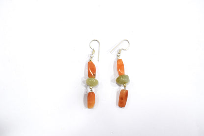 Natural Red and Green Aventurine Beaded Jewelry Set - Multi-Strand Statement Necklace & Matching Drop Earrings, 32879
