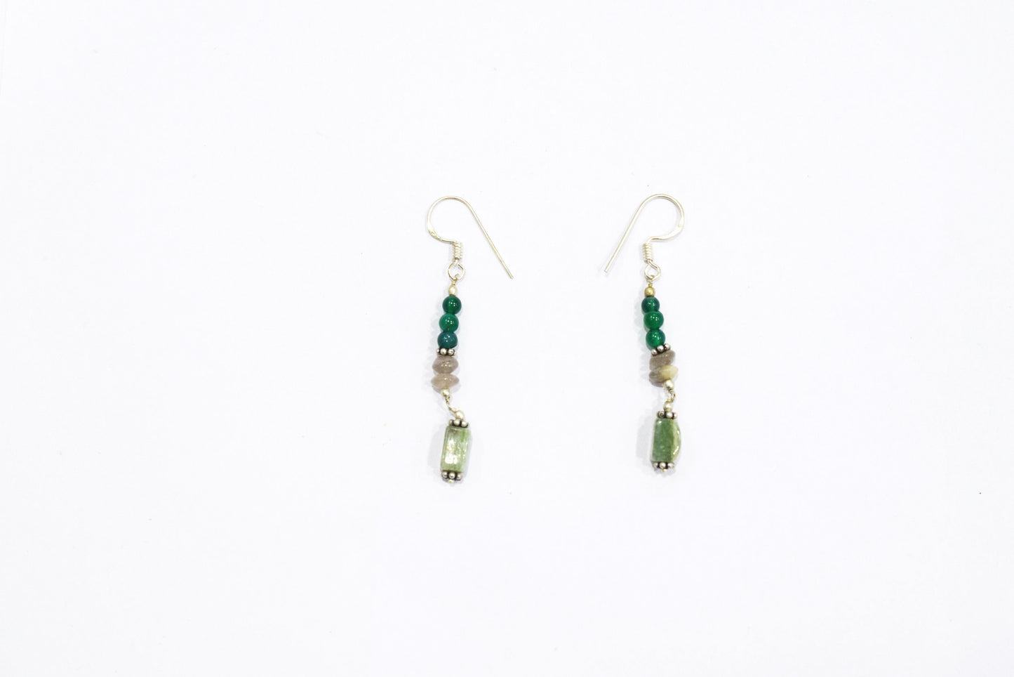 Labradorite Green Aventurine Tassel Necklace Set, Beaded Gemstone Y-Necklace and Dangle Earrings, 32883