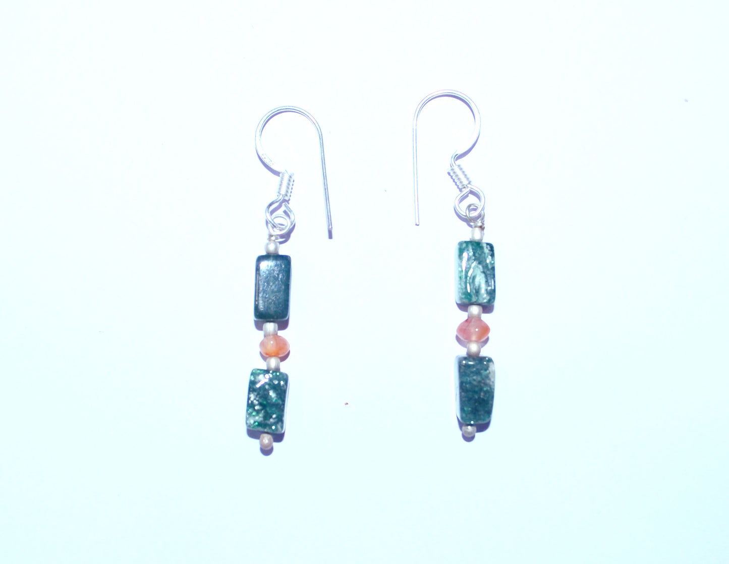 Natural Green Aventurine and Carnelian Beaded Open-End Layering Necklace with Matching Dangle Earrings Set, 32886