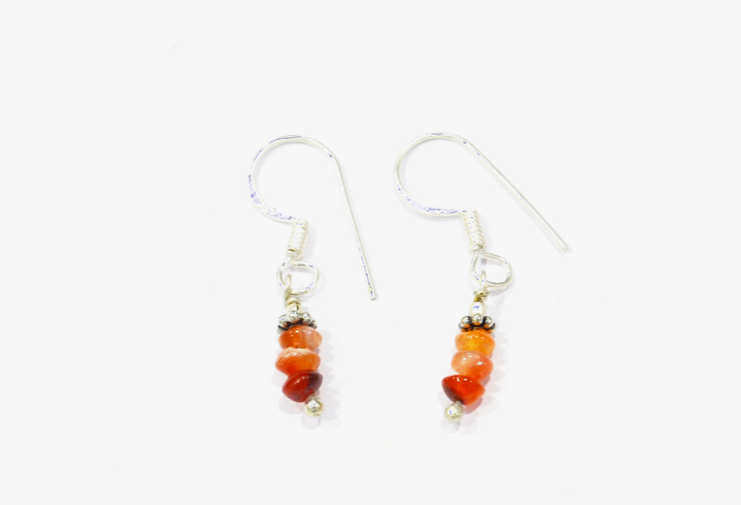 Natural Green Rutile Quartz & Carnelian Multi-Strand Necklace and Earrings Set – Open-Ended Layering Statement Jewelry,32888