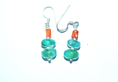 Natural Carnelian & Green Aventurine Multi-Strand Necklace & Earrings Set – Open-Ended Beaded Layering Statement Jewelry, 32890