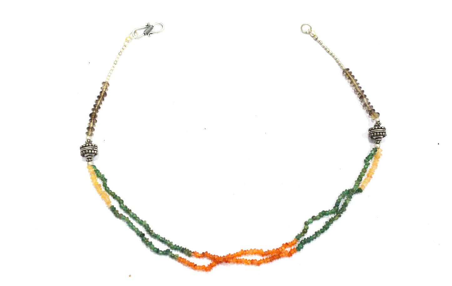 Natural Carnelian Multi Aventurine & Smoky Beaded Layered Choker, Earthy Boho Gemstone Jewelry,32916