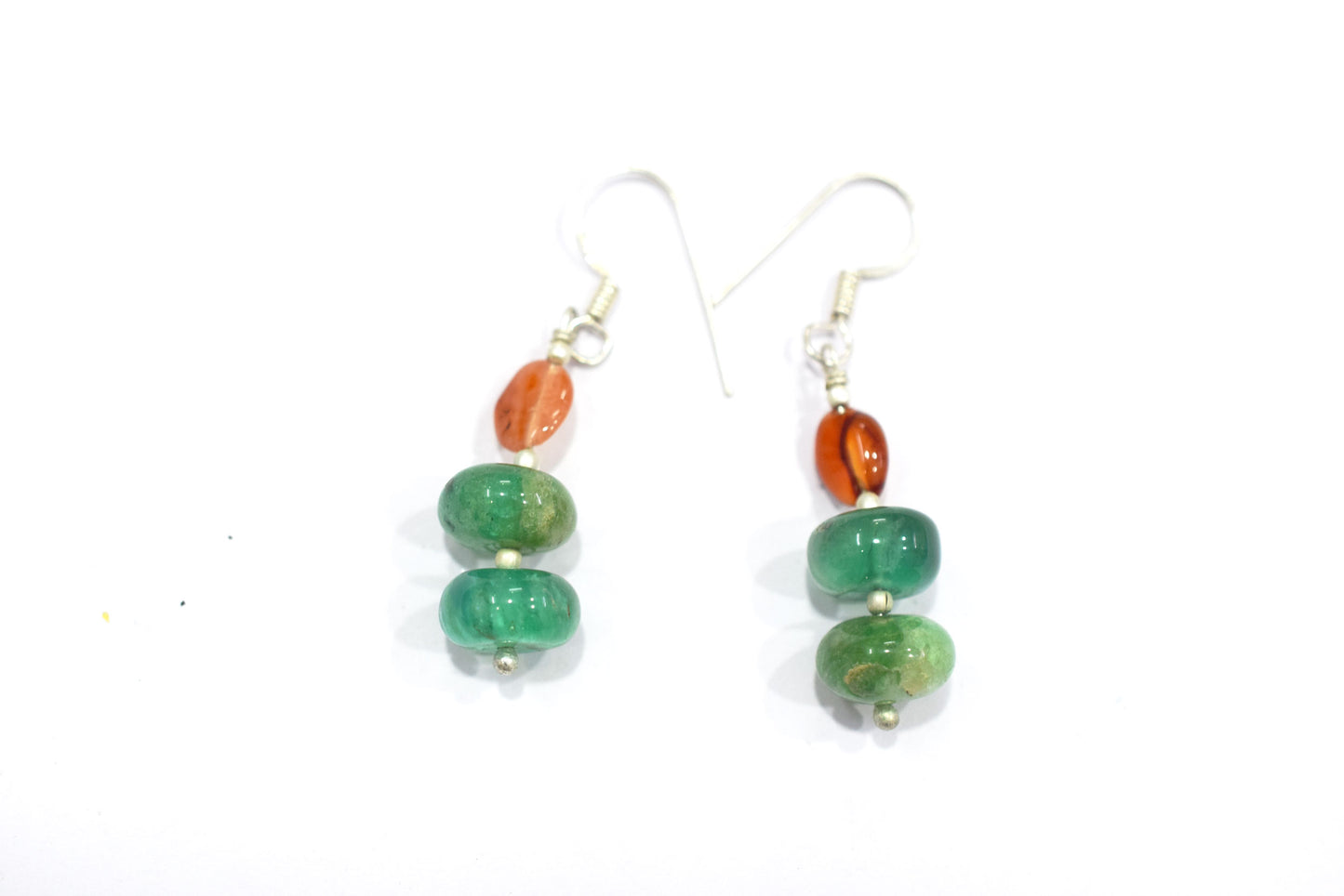 Natural Carnelian, Green Aventurine & Green Quartz  Multi-Strand Necklace & Earrings Set – Open-Ended Beaded Layering Jewelry, 32921