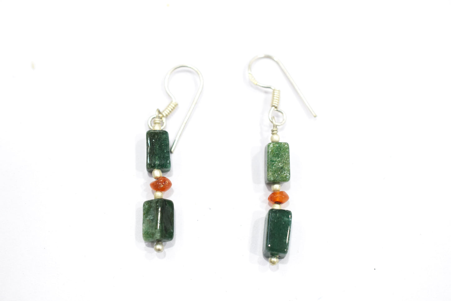 Natural Green Aventurine & Carnelian Multi-Strand Necklace & Earrings Set – Open-Ended Beaded Layering Statement Jewelry, 32926