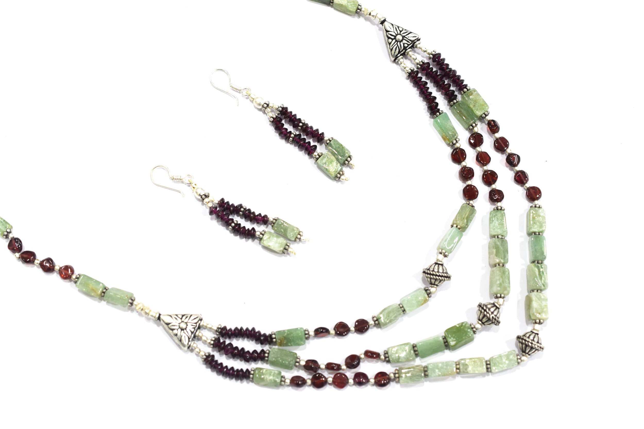 Natural Yellow Aventurine & Carnelian Gemstone Beaded Necklace and Earrings Jewelry Set,32931