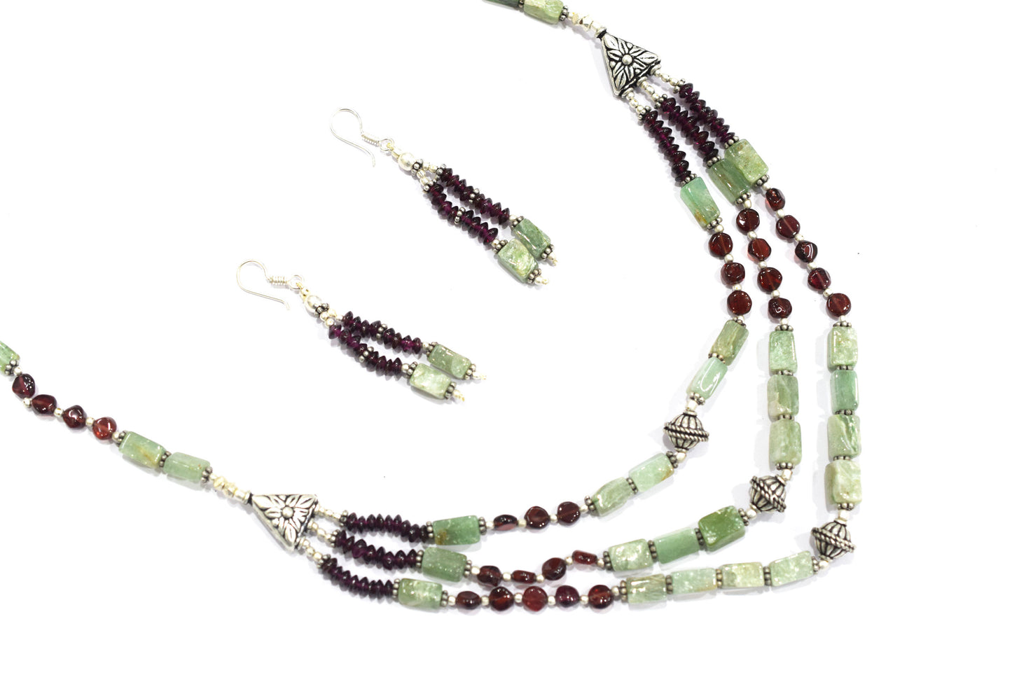 Natural Yellow Aventurine & Carnelian Gemstone Beaded Necklace and Earrings Jewelry Set,32931