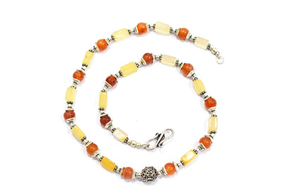 Natural Yellow Aventurine & Carnelian Gemstone Beaded Necklace and Earrings Jewelry Set,32932