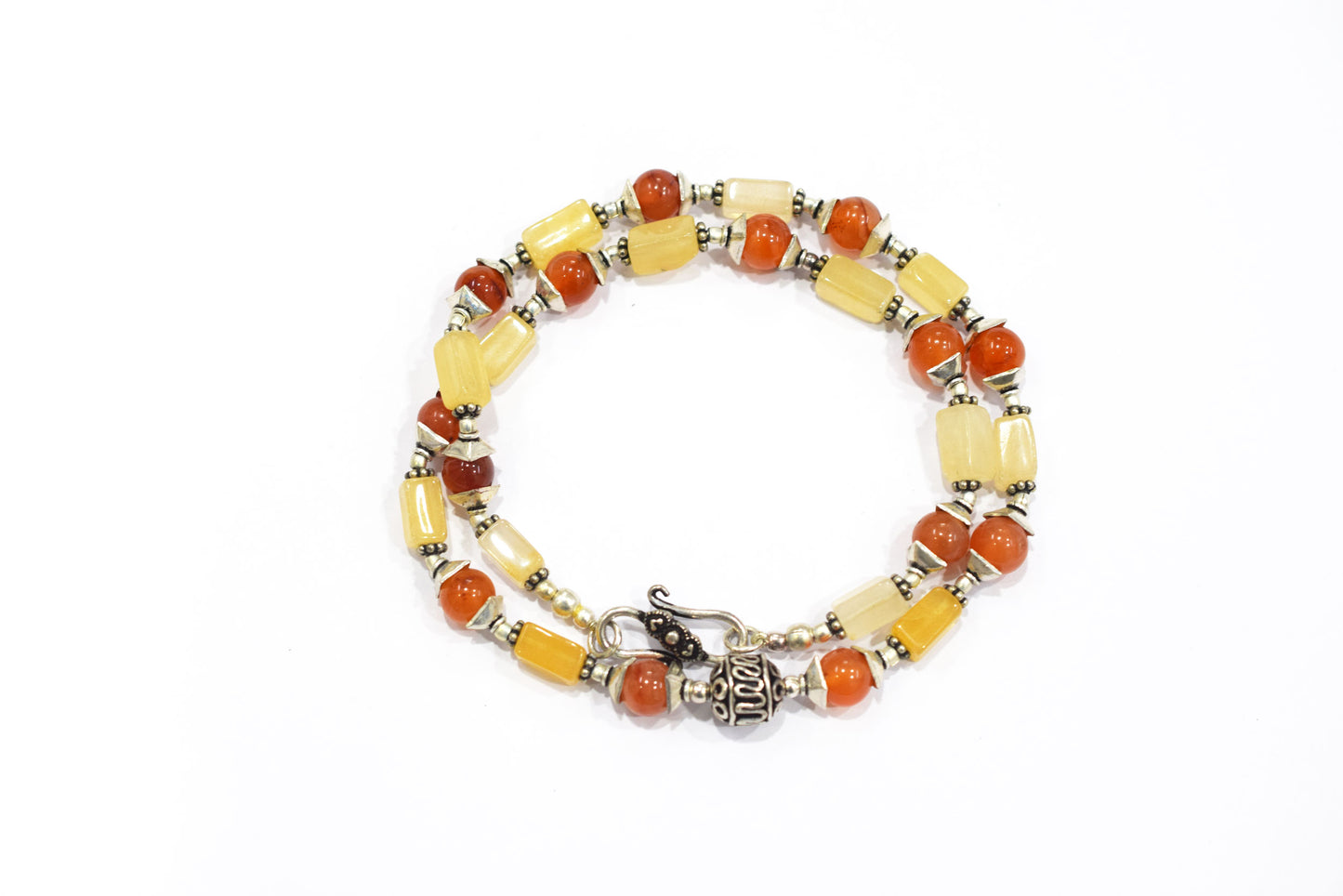 Natural Yellow Aventurine & Carnelian Gemstone Beaded Necklace and Earrings Jewelry Set,32932