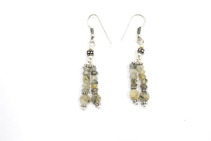 Natural Golden Rutilated Quartz Multi-Strand Gemstone Statement Necklace and Earrings Set,32941
